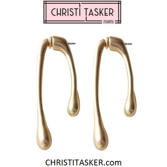 Dripping In Gold Paint Drip Earrings - Picture 1 of 7